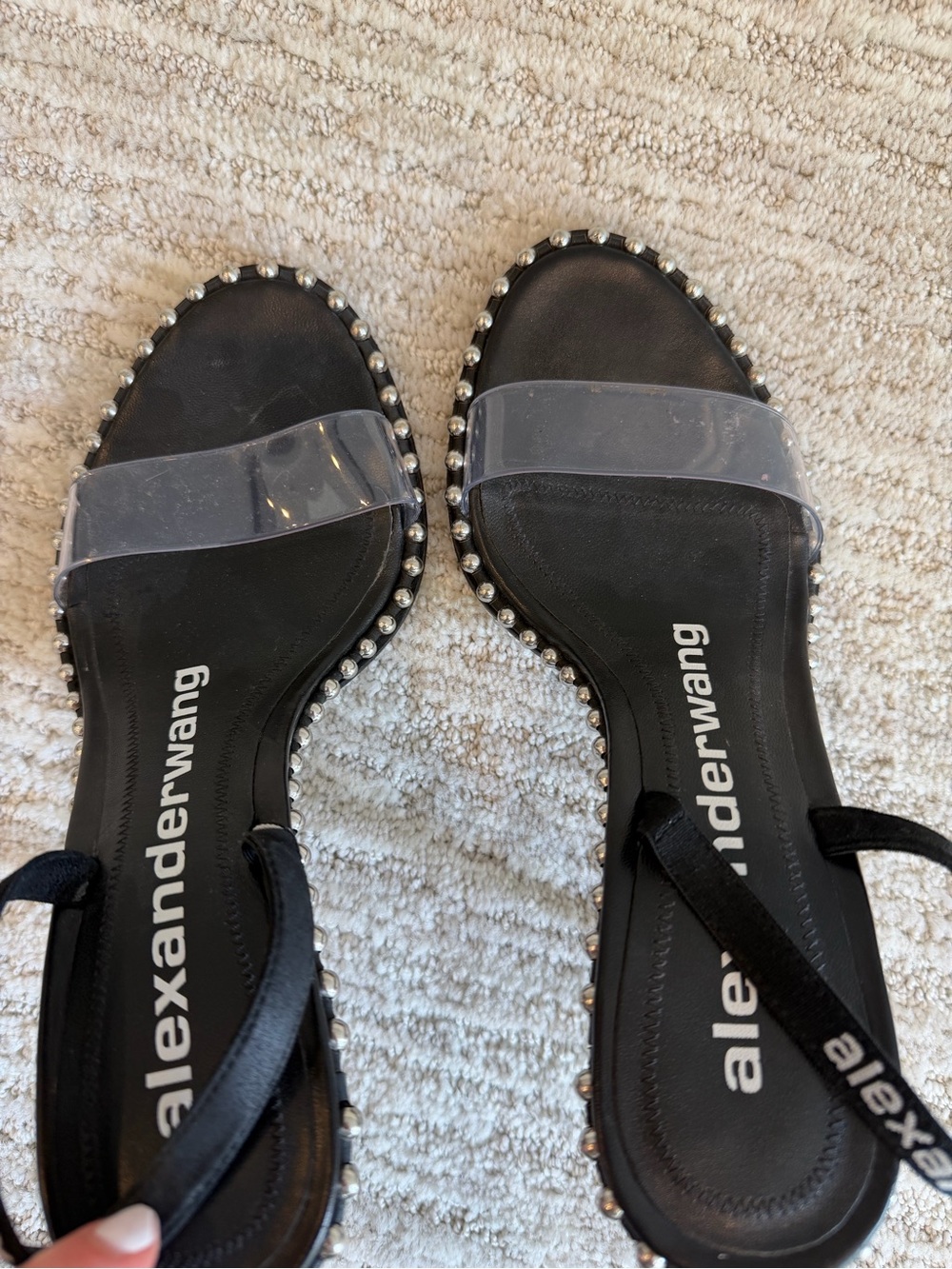 Alexander Wang Black Clear-Band Studded Slide Sandals - Picture 6 of 10